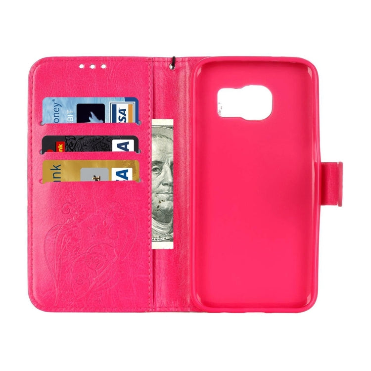 For Galaxy S7 / G930 Heart Diamond Encrusted Flowers Embossing Horizontal Flip Leather Case with Holder & Card Slots & Wallet & Lanyard