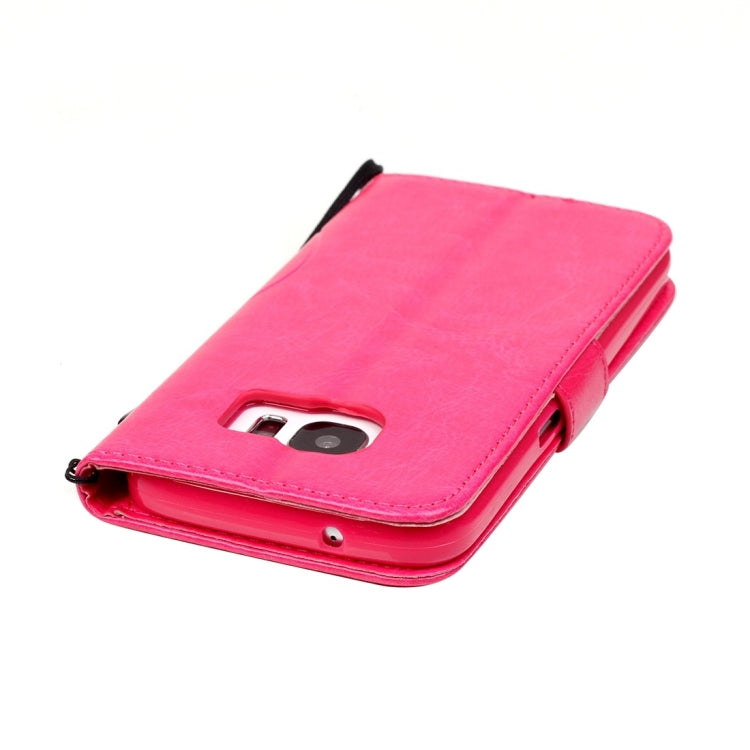 For Galaxy S7 / G930 Heart Diamond Encrusted Flowers Embossing Horizontal Flip Leather Case with Holder & Card Slots & Wallet & Lanyard