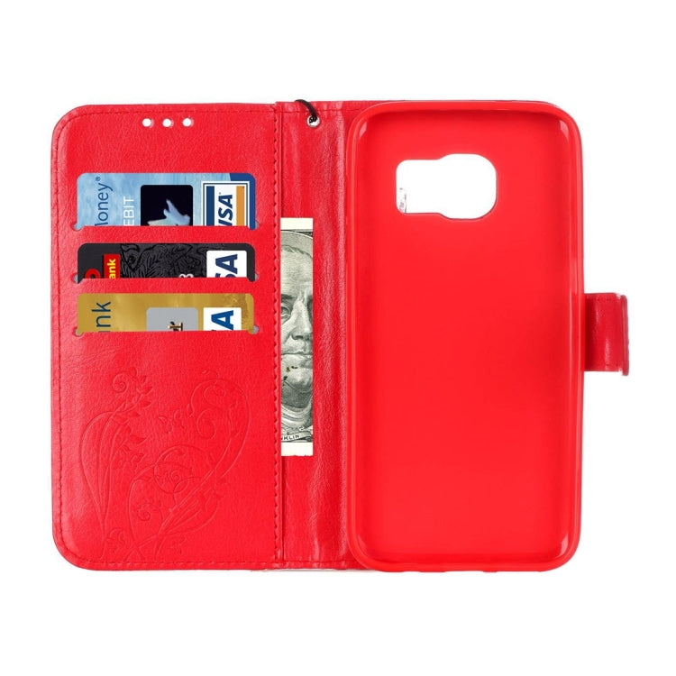 For Galaxy S7 / G930 Heart Diamond Encrusted Flowers Embossing Horizontal Flip Leather Case with Holder & Card Slots & Wallet & Lanyard