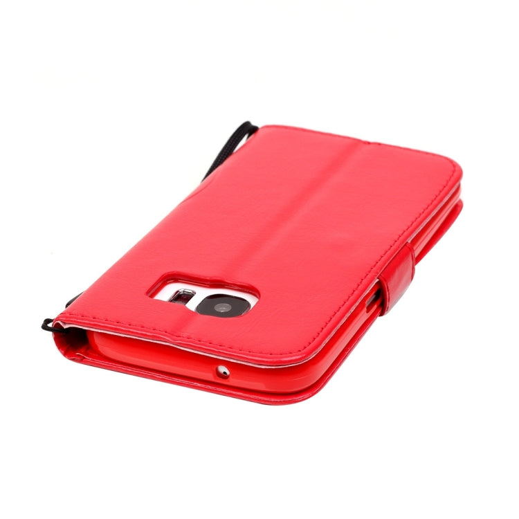 For Galaxy S7 / G930 Heart Diamond Encrusted Flowers Embossing Horizontal Flip Leather Case with Holder & Card Slots & Wallet & Lanyard