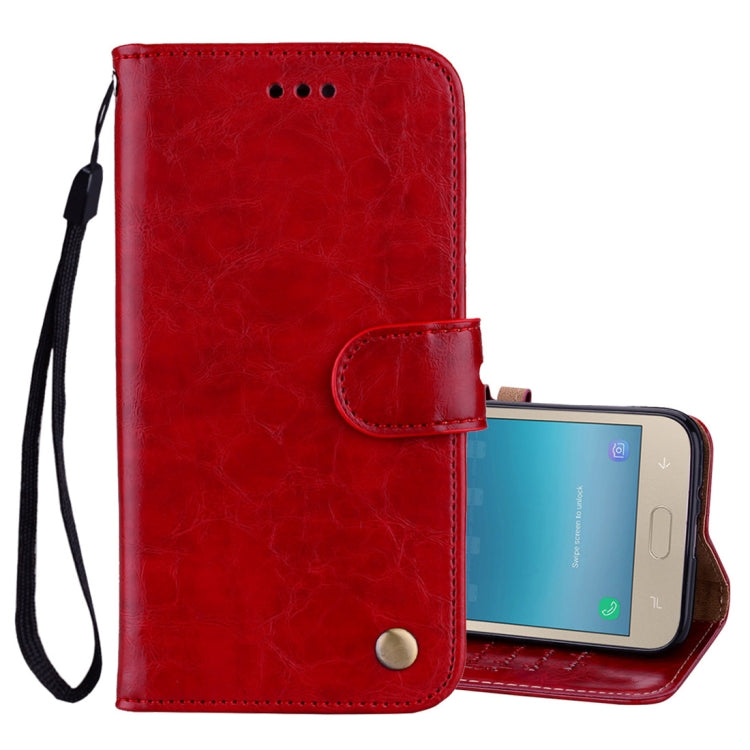 Business Style Oil Wax Texture Horizontal Flip Leather Case, with Holder & Card Slots & Wallet For Galaxy J2 Pro (2018)