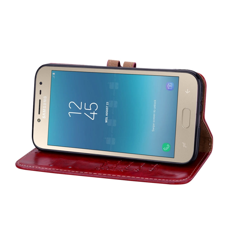 Business Style Oil Wax Texture Horizontal Flip Leather Case, with Holder & Card Slots & Wallet For Galaxy J2 Pro (2018)