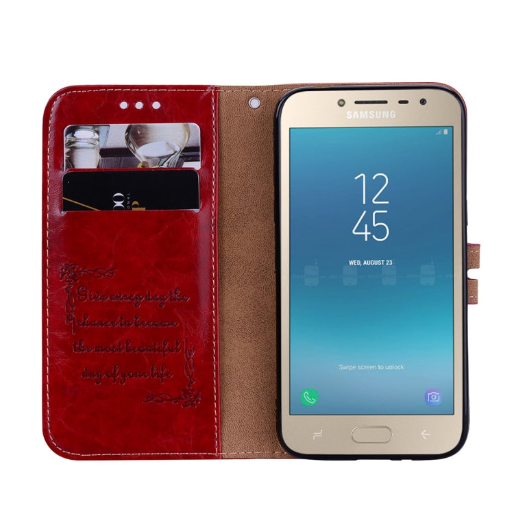 Business Style Oil Wax Texture Horizontal Flip Leather Case, with Holder & Card Slots & Wallet For Galaxy J2 Pro (2018)