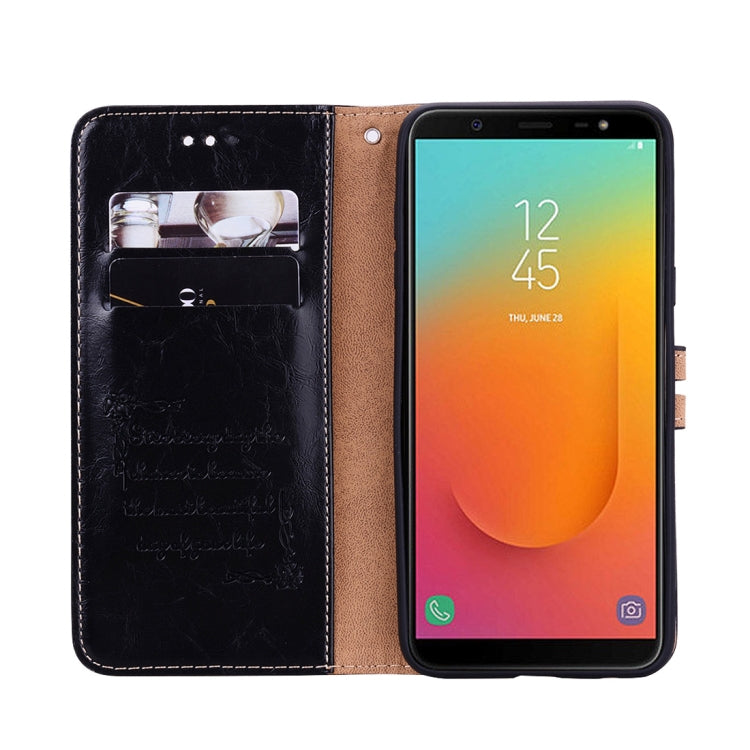 Business Style Oil Wax Texture Horizontal Flip Leather Case, with Holder & Card Slots & Wallet For Galaxy J8 (2018) (EU Version)