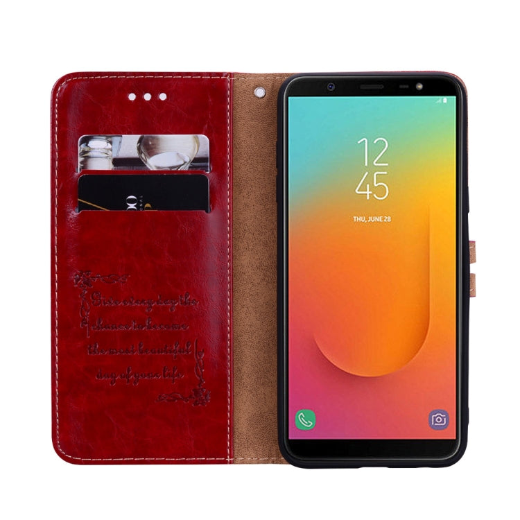 Business Style Oil Wax Texture Horizontal Flip Leather Case, with Holder & Card Slots & Wallet For Galaxy J8 (2018) (EU Version)