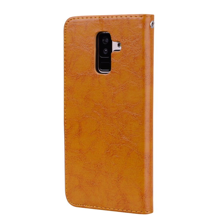 Business Style Oil Wax Texture Horizontal Flip Leather Case, with Holder & Card Slots & Wallet For Galaxy J8 (2018) (EU Version)