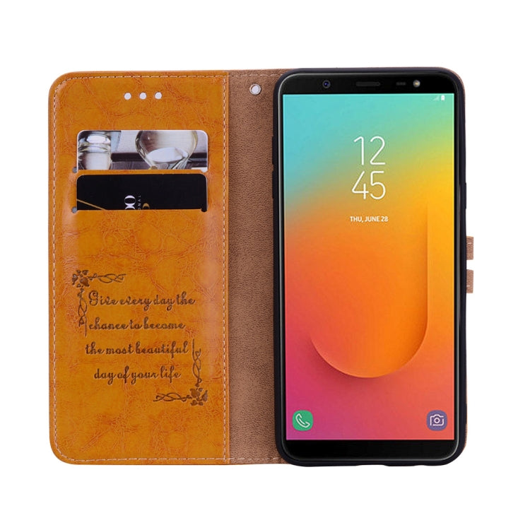 Business Style Oil Wax Texture Horizontal Flip Leather Case, with Holder & Card Slots & Wallet For Galaxy J8 (2018) (EU Version)