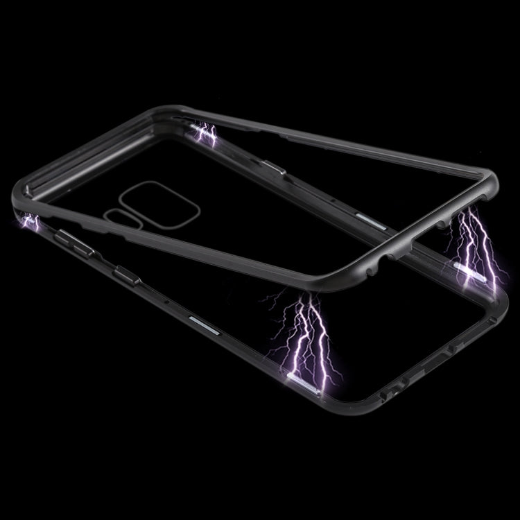 Magnetic Metal Frame Tempered Glass Case for Galaxy S9(Black)