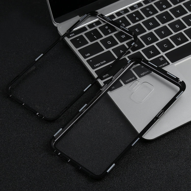 Magnetic Metal Frame Tempered Glass Case for Galaxy S9(Black)