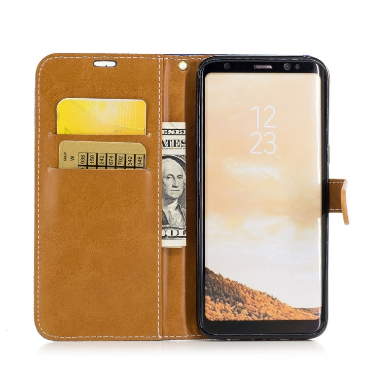 For Galaxy S8 Denim Texture Leather Case with Holder & Card Slots & Wallet & Lanyard