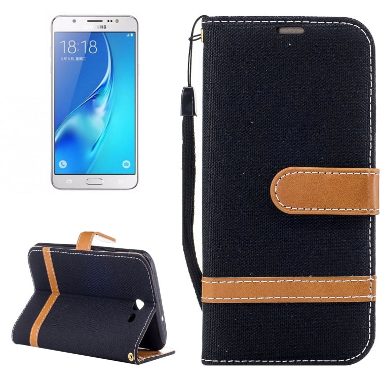 For Galaxy J7 (2017) (US Version) Denim Texture Leather Case with Holder & Card Slots & Wallet & Lanyard