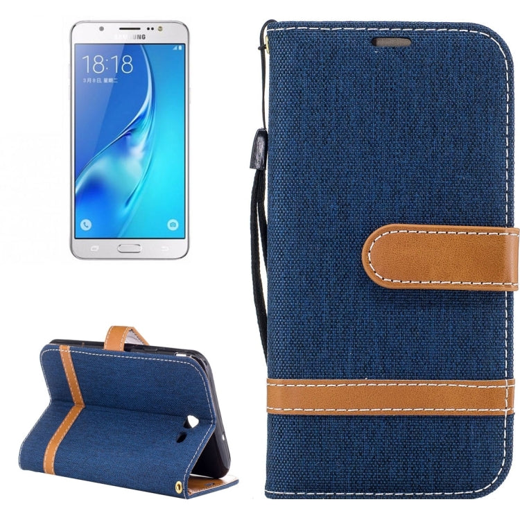 For Galaxy J7 (2017) (US Version) Denim Texture Leather Case with Holder & Card Slots & Wallet & Lanyard