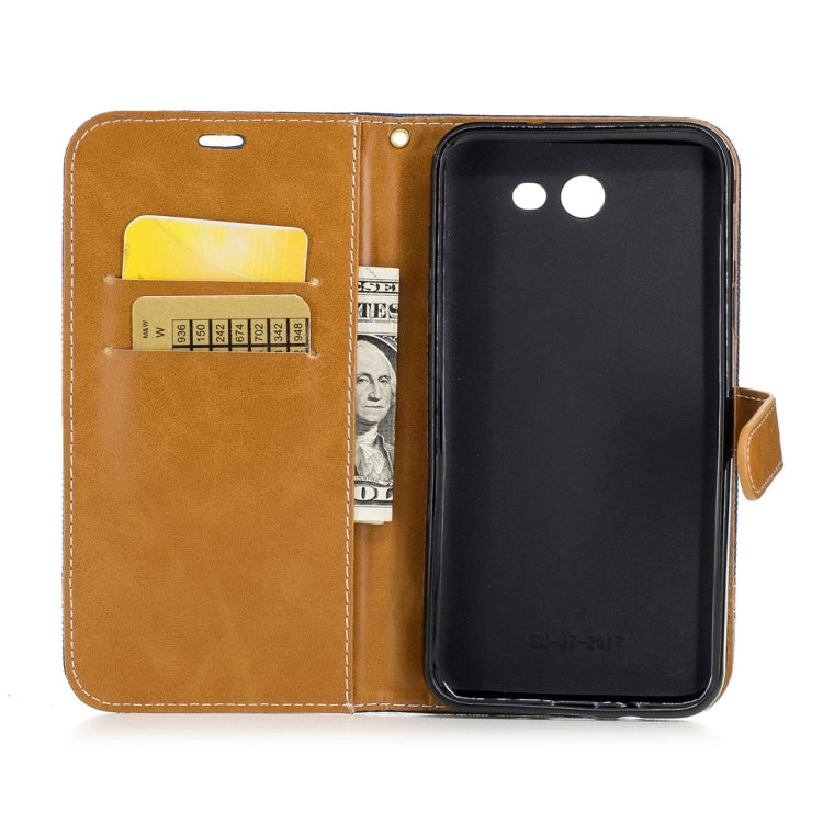 For Galaxy J7 (2017) (US Version) Denim Texture Leather Case with Holder & Card Slots & Wallet & Lanyard