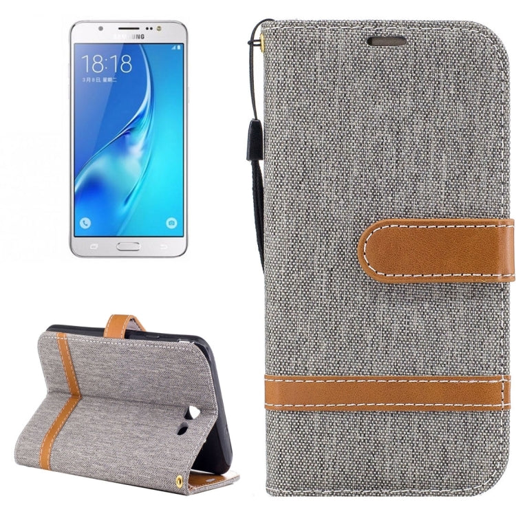 For Galaxy J7 (2017) (US Version) Denim Texture Leather Case with Holder & Card Slots & Wallet & Lanyard