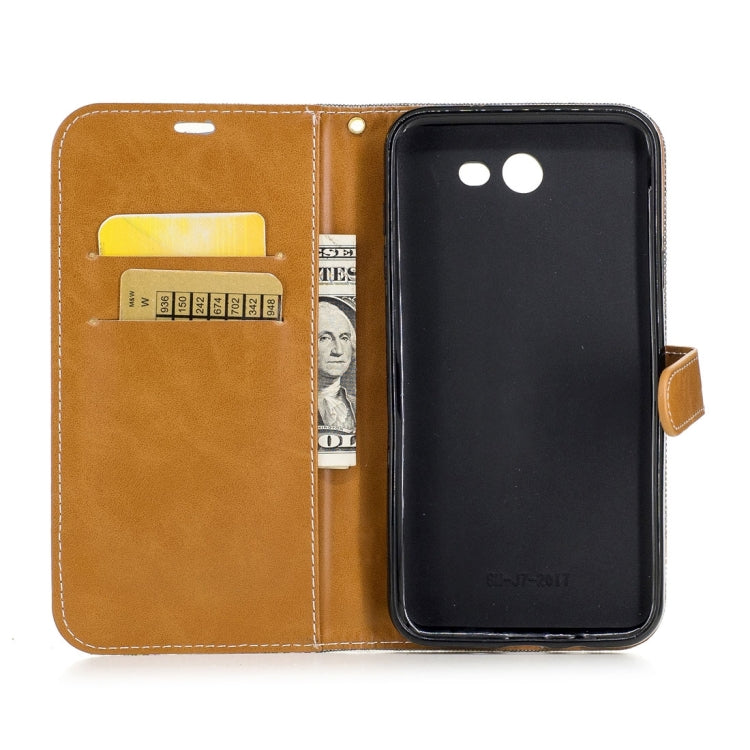 For Galaxy J7 (2017) (US Version) Denim Texture Leather Case with Holder & Card Slots & Wallet & Lanyard