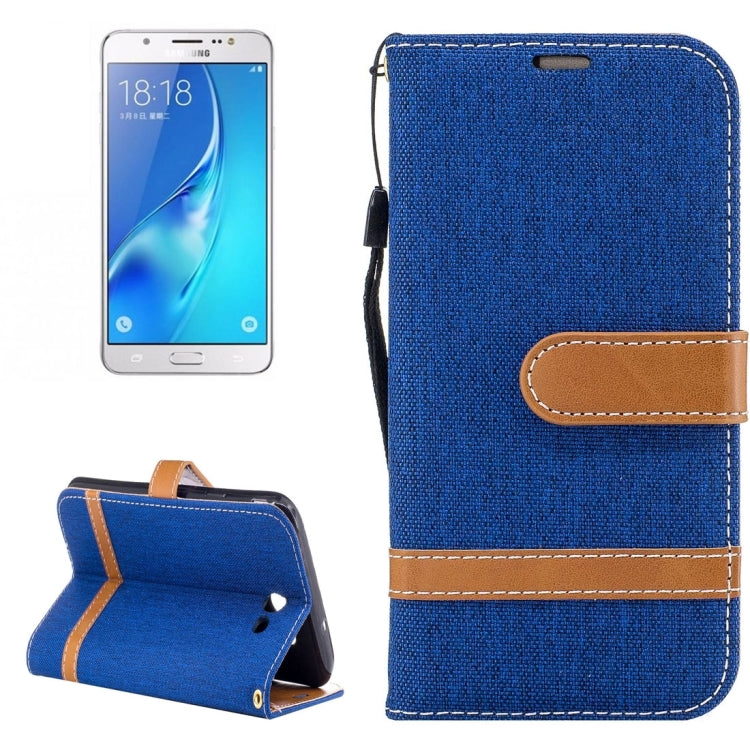 For Galaxy J7 (2017) (US Version) Denim Texture Leather Case with Holder & Card Slots & Wallet & Lanyard