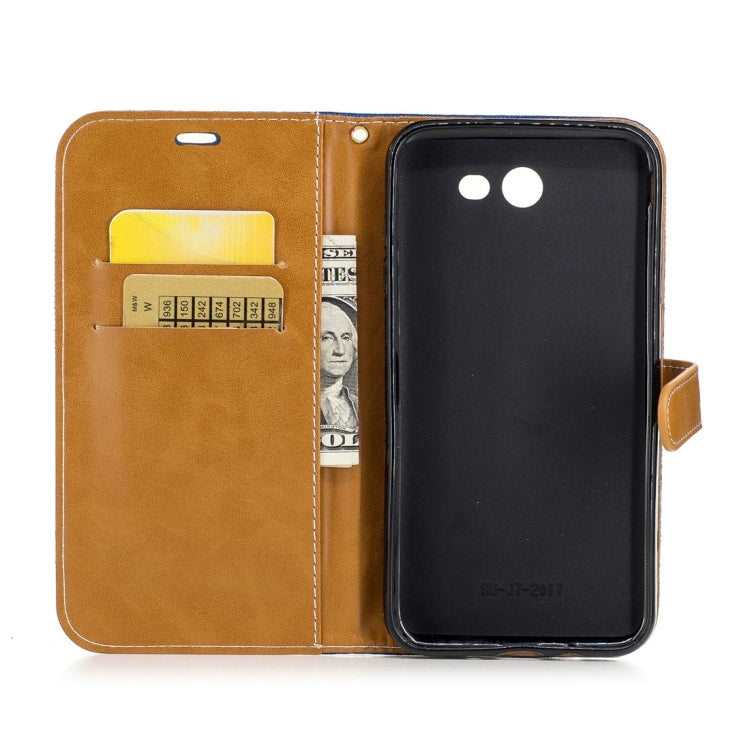 For Galaxy J7 (2017) (US Version) Denim Texture Leather Case with Holder & Card Slots & Wallet & Lanyard