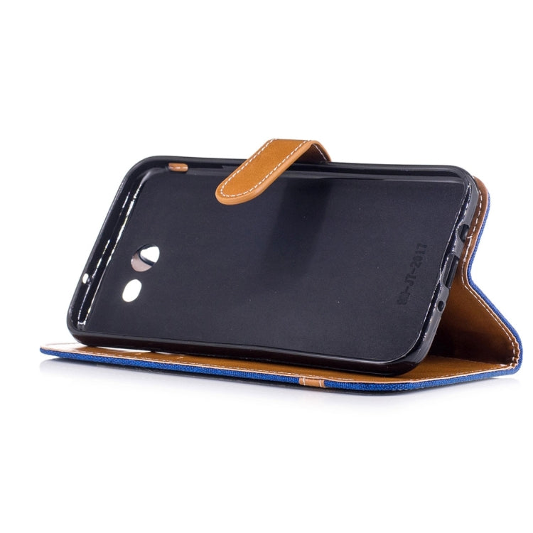 For Galaxy J7 (2017) (US Version) Denim Texture Leather Case with Holder & Card Slots & Wallet & Lanyard