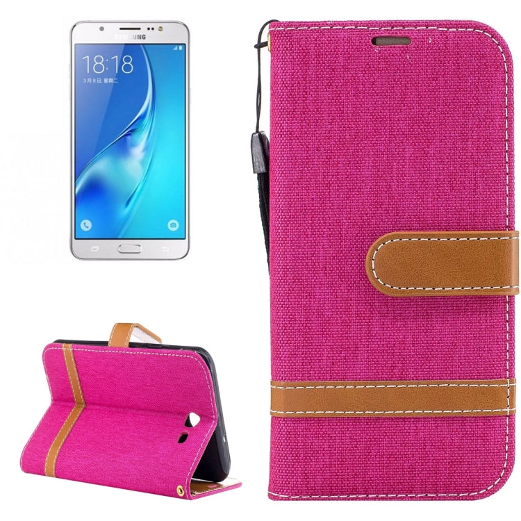 For Galaxy J7 (2017) (US Version) Denim Texture Leather Case with Holder & Card Slots & Wallet & Lanyard