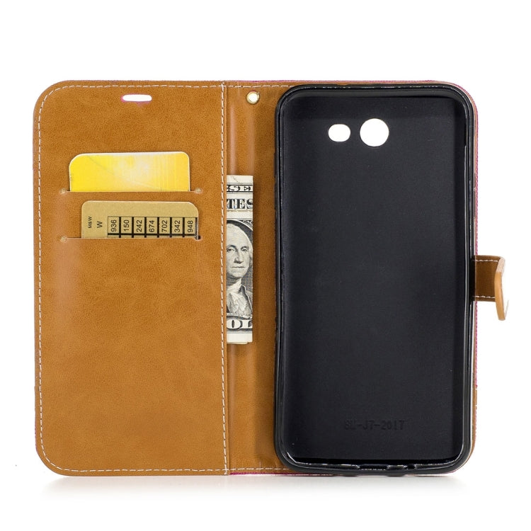For Galaxy J7 (2017) (US Version) Denim Texture Leather Case with Holder & Card Slots & Wallet & Lanyard