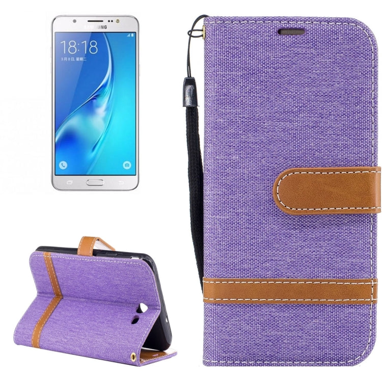 For Galaxy J7 (2017) (US Version) Denim Texture Leather Case with Holder & Card Slots & Wallet & Lanyard