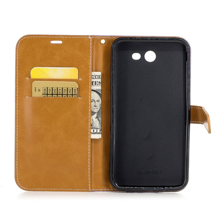 For Galaxy J7 (2017) (US Version) Denim Texture Leather Case with Holder & Card Slots & Wallet & Lanyard