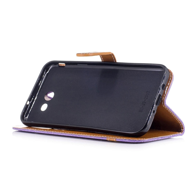 For Galaxy J7 (2017) (US Version) Denim Texture Leather Case with Holder & Card Slots & Wallet & Lanyard