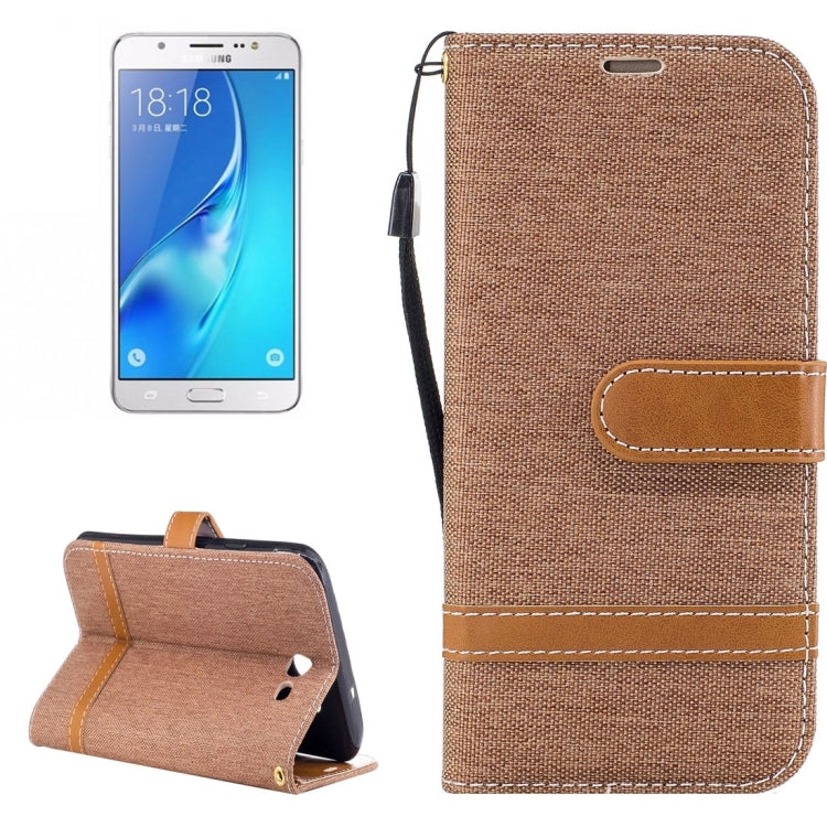 For Galaxy J7 (2017) (US Version) Denim Texture Leather Case with Holder & Card Slots & Wallet & Lanyard