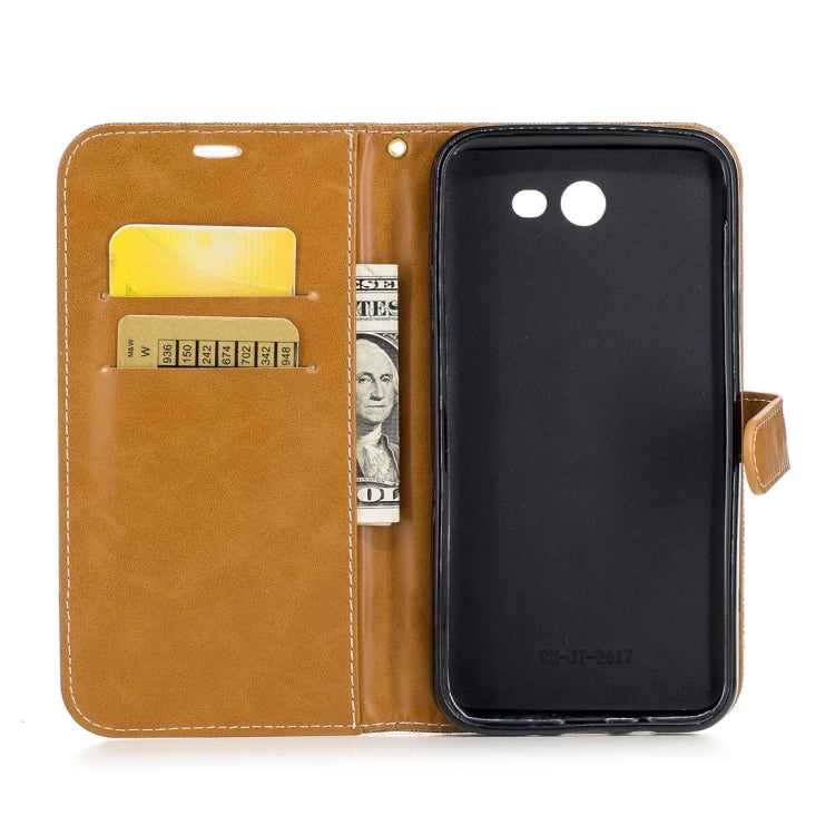 For Galaxy J7 (2017) (US Version) Denim Texture Leather Case with Holder & Card Slots & Wallet & Lanyard