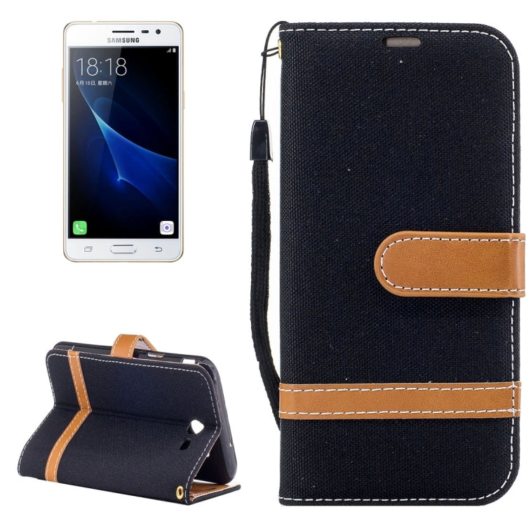For Galaxy J3 (2017) (US Version) Denim Texture Leather Case with Holder & Card Slots & Wallet & Lanyard