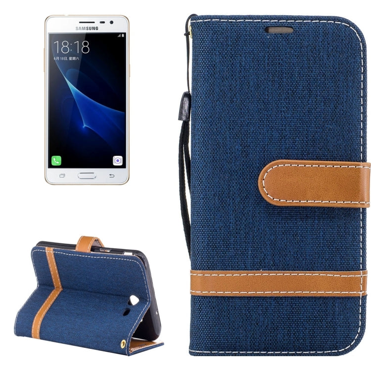 For Galaxy J3 (2017) (US Version) Denim Texture Leather Case with Holder & Card Slots & Wallet & Lanyard