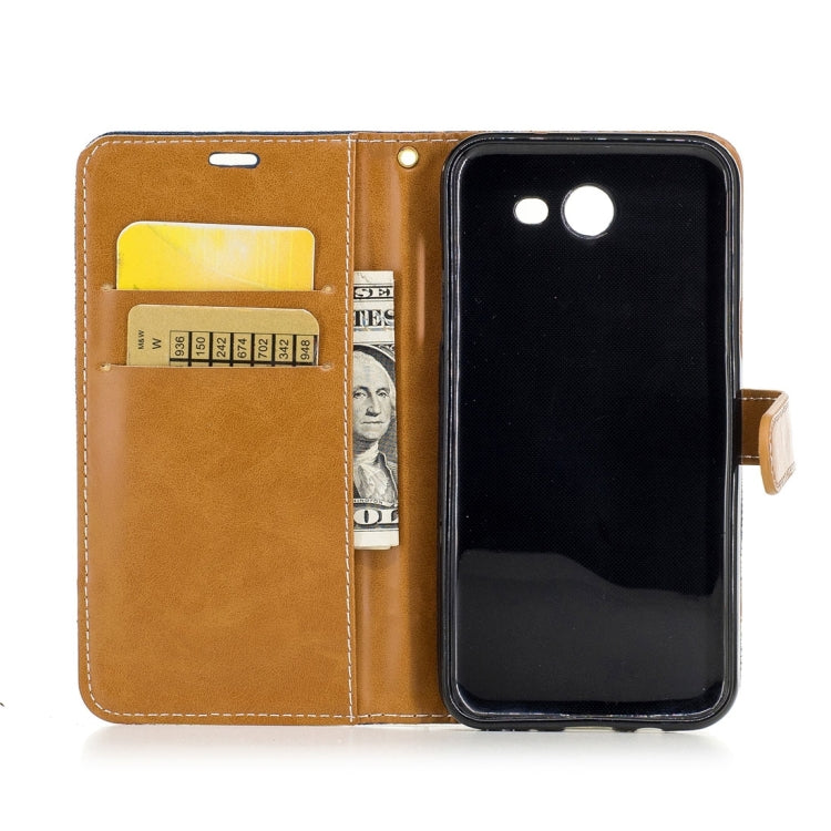 For Galaxy J3 (2017) (US Version) Denim Texture Leather Case with Holder & Card Slots & Wallet & Lanyard