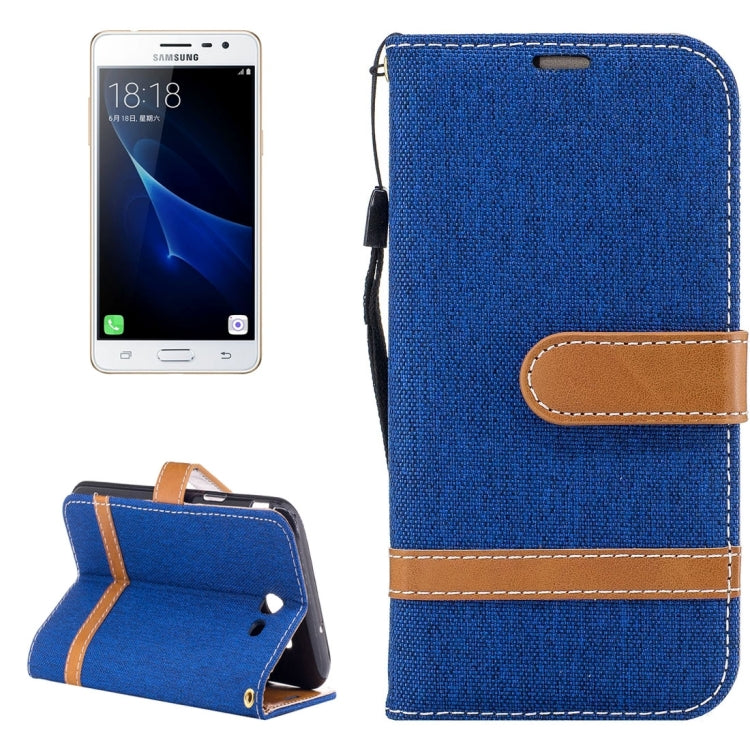 For Galaxy J3 (2017) (US Version) Denim Texture Leather Case with Holder & Card Slots & Wallet & Lanyard