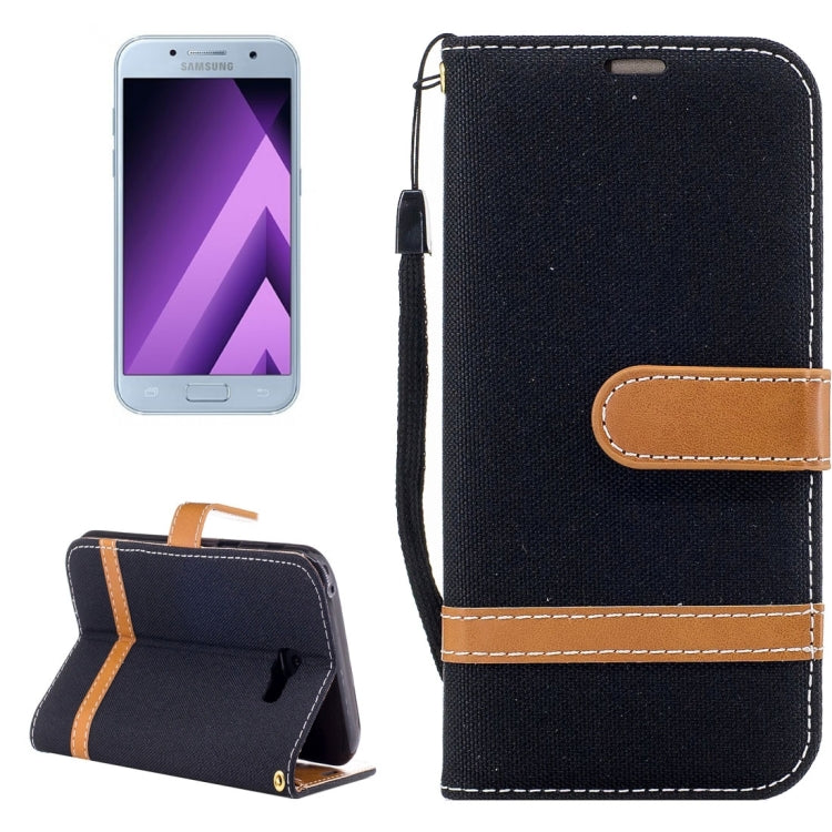 For Galaxy A5 (2017) Denim Texture Leather Case with Holder & Card Slots & Wallet & Lanyard