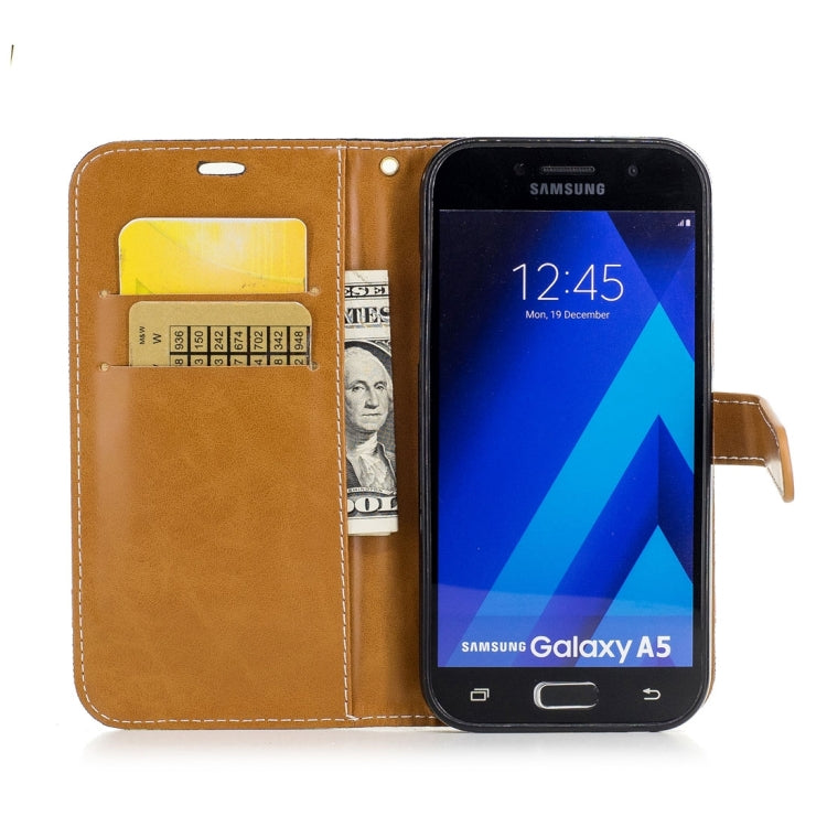 For Galaxy A5 (2017) Denim Texture Leather Case with Holder & Card Slots & Wallet & Lanyard