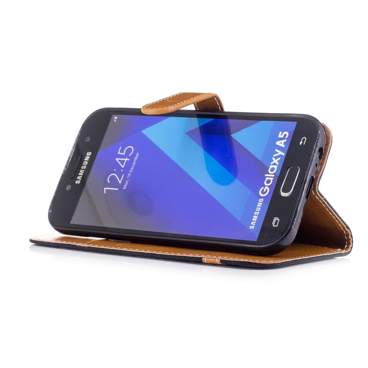 For Galaxy A5 (2017) Denim Texture Leather Case with Holder & Card Slots & Wallet & Lanyard