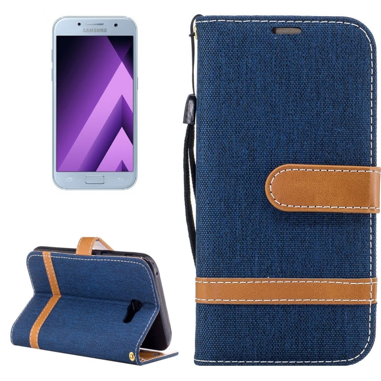 For Galaxy A5 (2017) Denim Texture Leather Case with Holder & Card Slots & Wallet & Lanyard