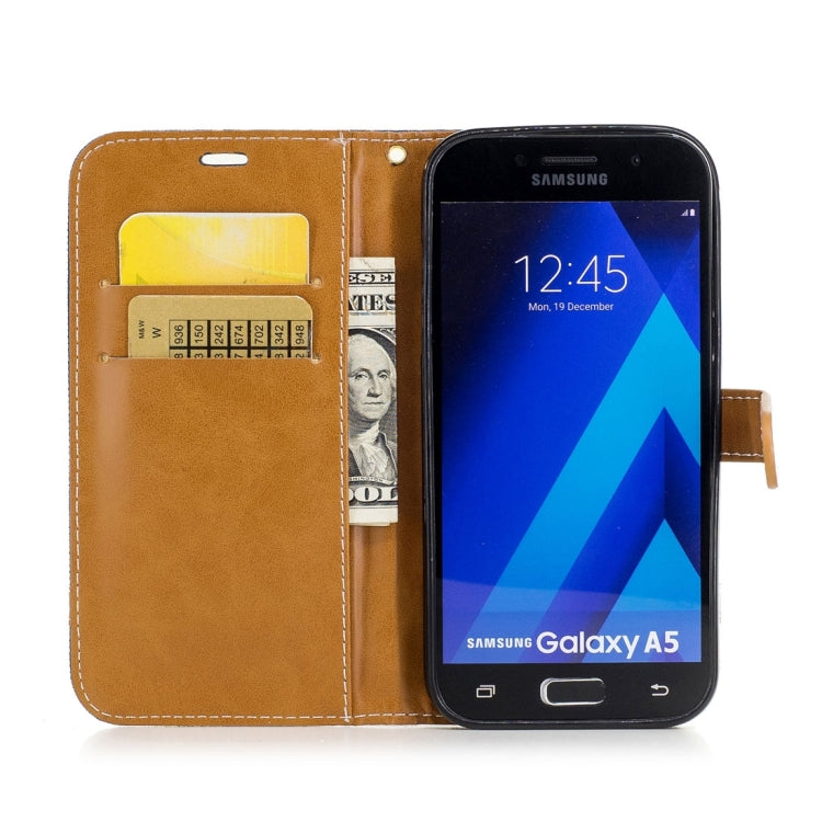 For Galaxy A5 (2017) Denim Texture Leather Case with Holder & Card Slots & Wallet & Lanyard