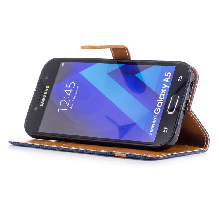 For Galaxy A5 (2017) Denim Texture Leather Case with Holder & Card Slots & Wallet & Lanyard