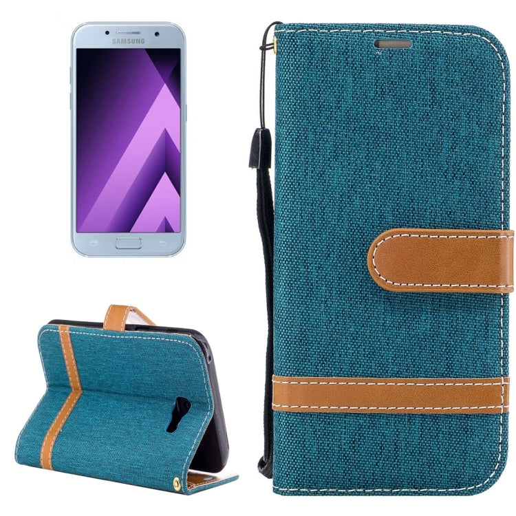 For Galaxy A5 (2017) Denim Texture Leather Case with Holder & Card Slots & Wallet & Lanyard