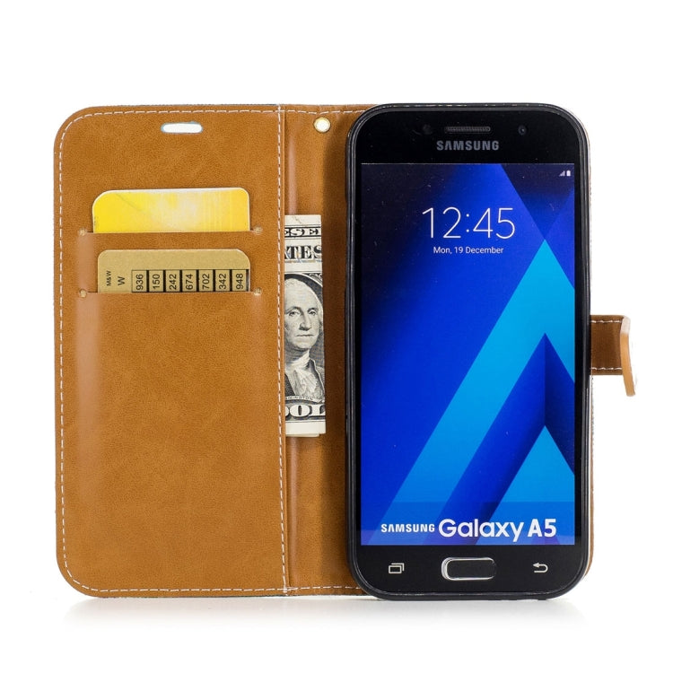 For Galaxy A5 (2017) Denim Texture Leather Case with Holder & Card Slots & Wallet & Lanyard