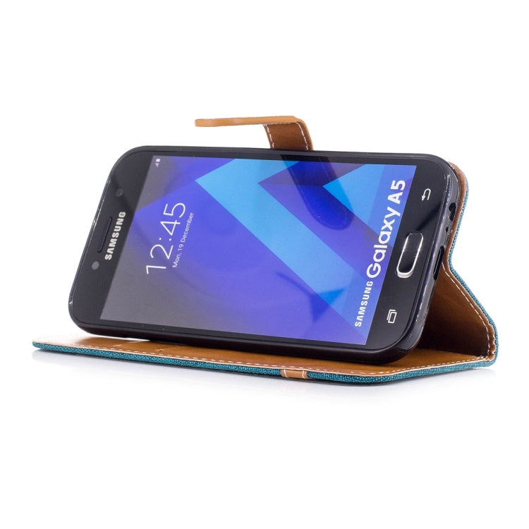 For Galaxy A5 (2017) Denim Texture Leather Case with Holder & Card Slots & Wallet & Lanyard