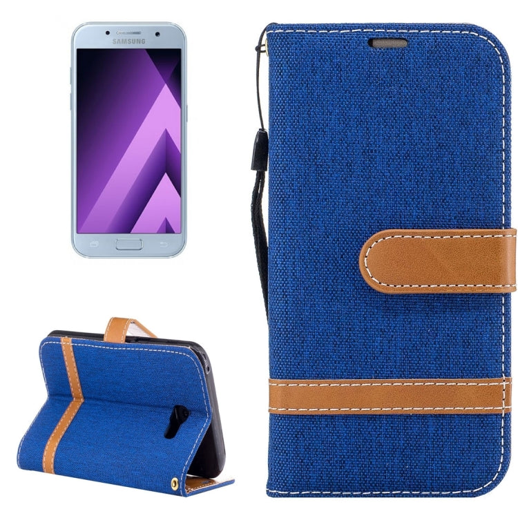 For Galaxy A5 (2017) Denim Texture Leather Case with Holder & Card Slots & Wallet & Lanyard