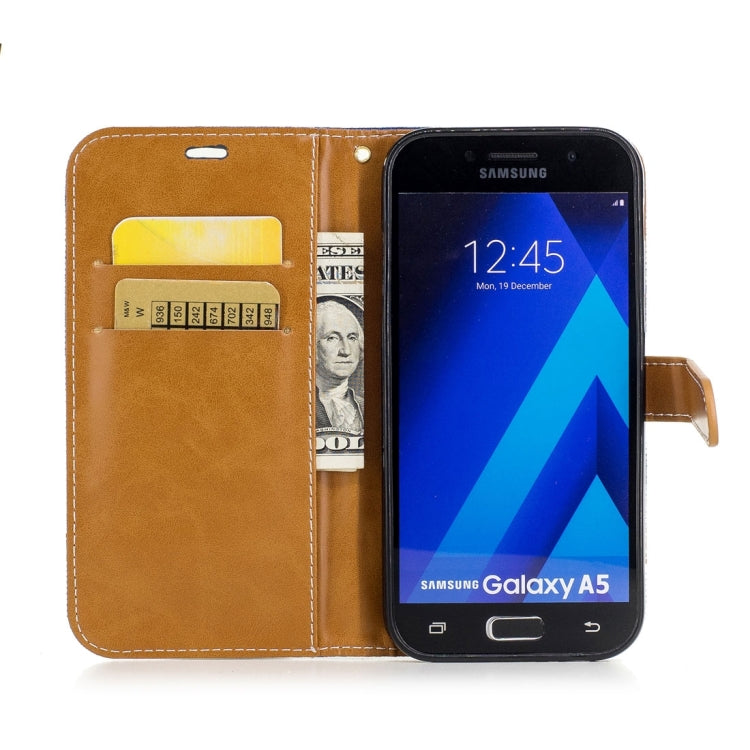 For Galaxy A5 (2017) Denim Texture Leather Case with Holder & Card Slots & Wallet & Lanyard