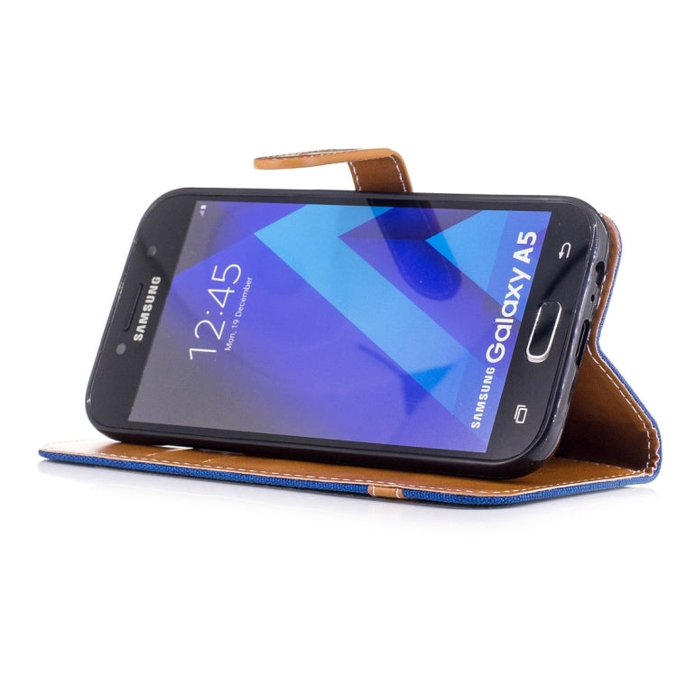For Galaxy A5 (2017) Denim Texture Leather Case with Holder & Card Slots & Wallet & Lanyard