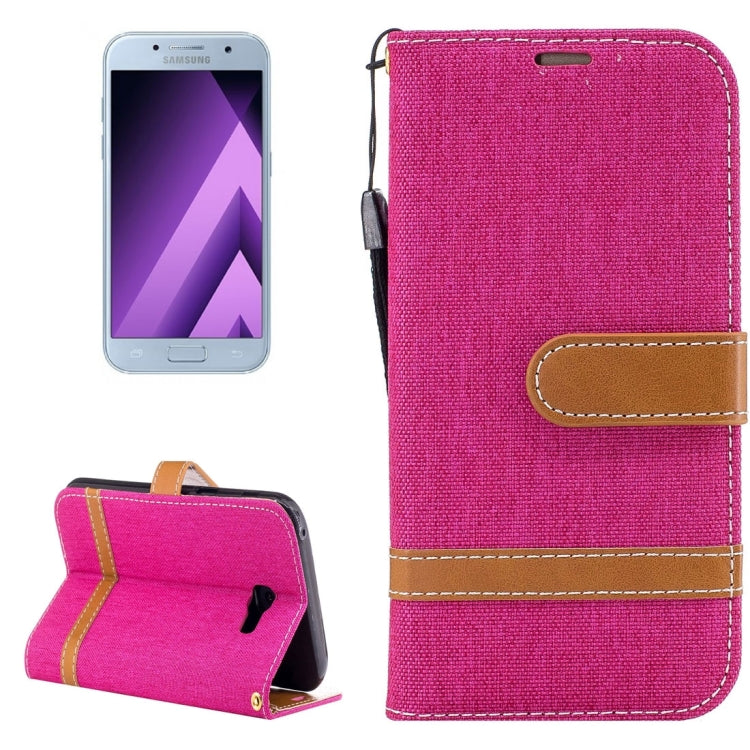 For Galaxy A5 (2017) Denim Texture Leather Case with Holder & Card Slots & Wallet & Lanyard