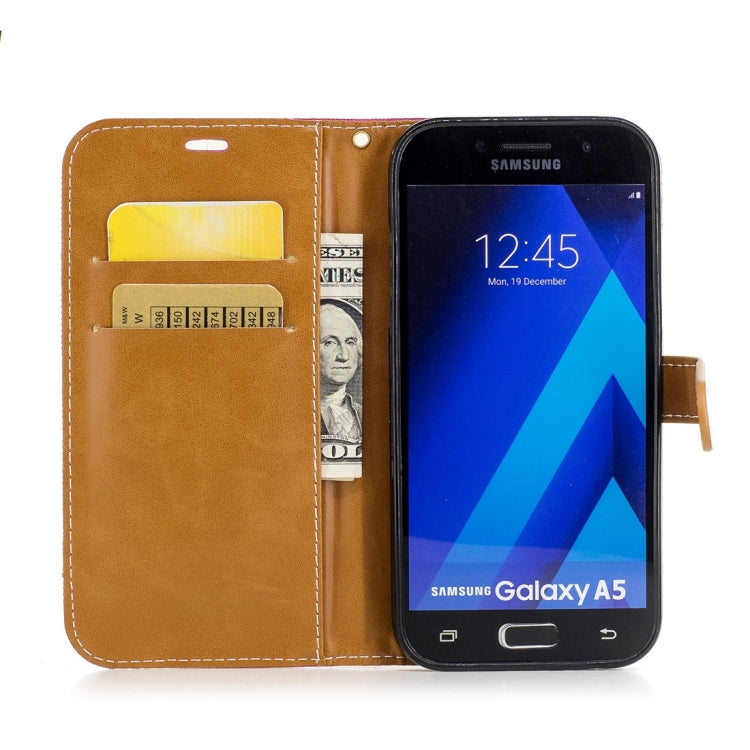 For Galaxy A5 (2017) Denim Texture Leather Case with Holder & Card Slots & Wallet & Lanyard
