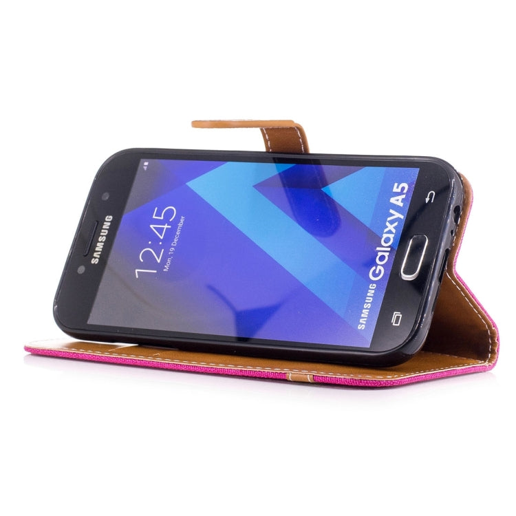 For Galaxy A5 (2017) Denim Texture Leather Case with Holder & Card Slots & Wallet & Lanyard