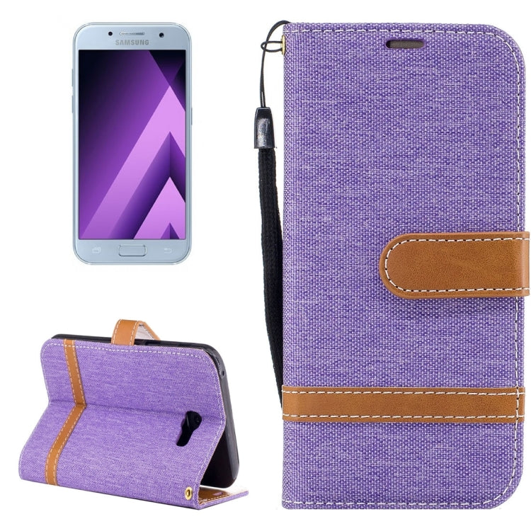 For Galaxy A5 (2017) Denim Texture Leather Case with Holder & Card Slots & Wallet & Lanyard