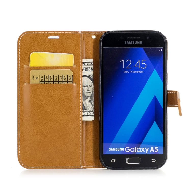 For Galaxy A5 (2017) Denim Texture Leather Case with Holder & Card Slots & Wallet & Lanyard